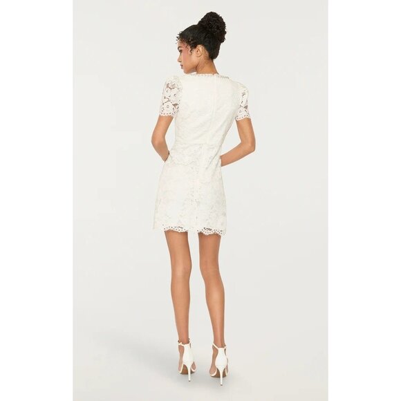 LIKELY Isa Dress in White 6 New Womens Lace Crystal Pearl Trim Mini - Picture 14 of 15